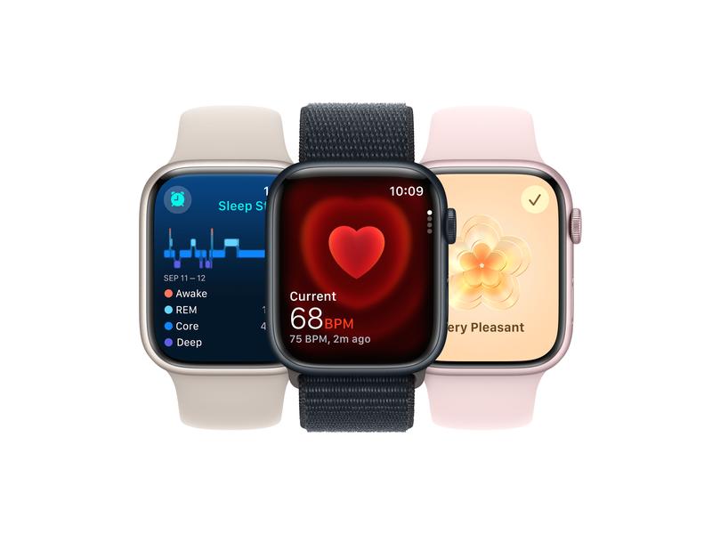 Titre en français : Apple Watch Series 9 45 mm LTE Or Sport Brun Ton M/L