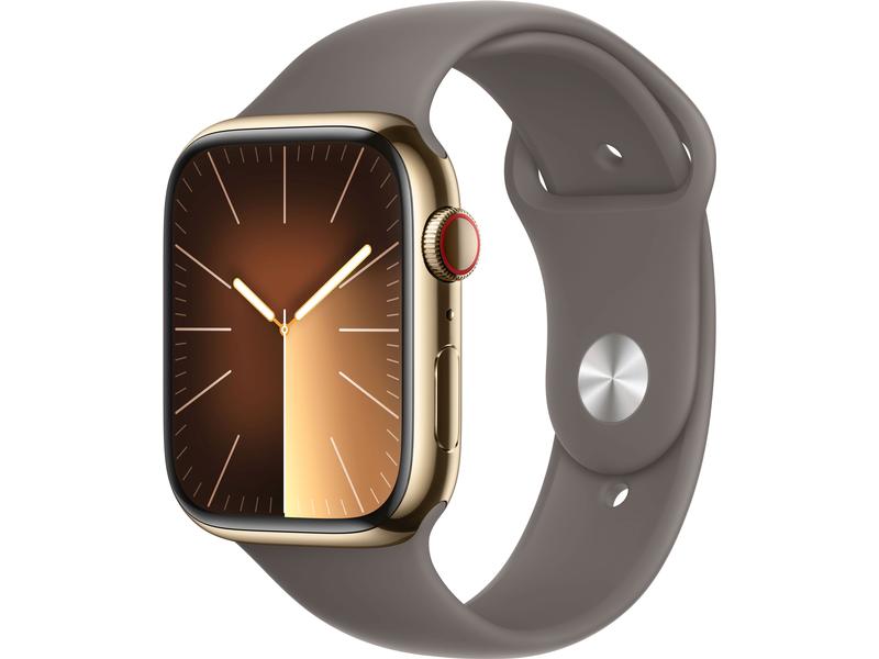 Titre en français : Apple Watch Series 9 45 mm LTE Or Sport Brun Ton M/L