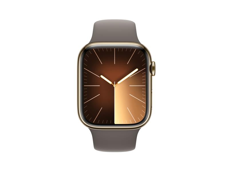 Titre en français : Apple Watch Series 9 45 mm LTE Or Sport Brun Ton M/L