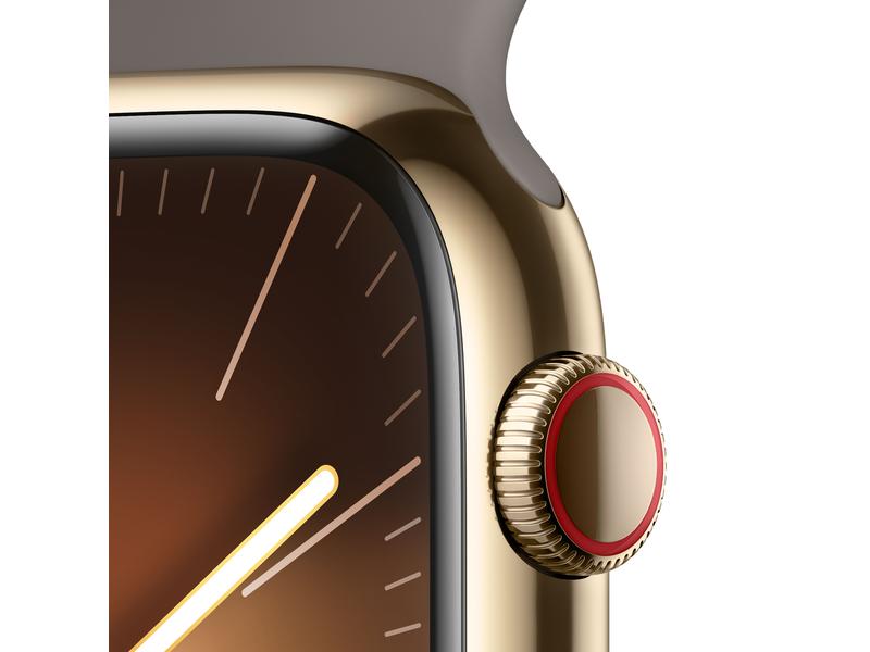 Titre en français : Apple Watch Series 9 45 mm LTE Or Sport Brun Ton M/L