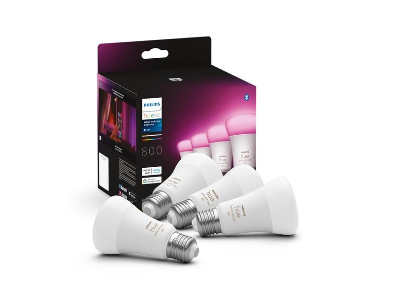 Philips Hue Ampoule White & Col. Amb. E27 Lot de quatre 4 x 570 lm