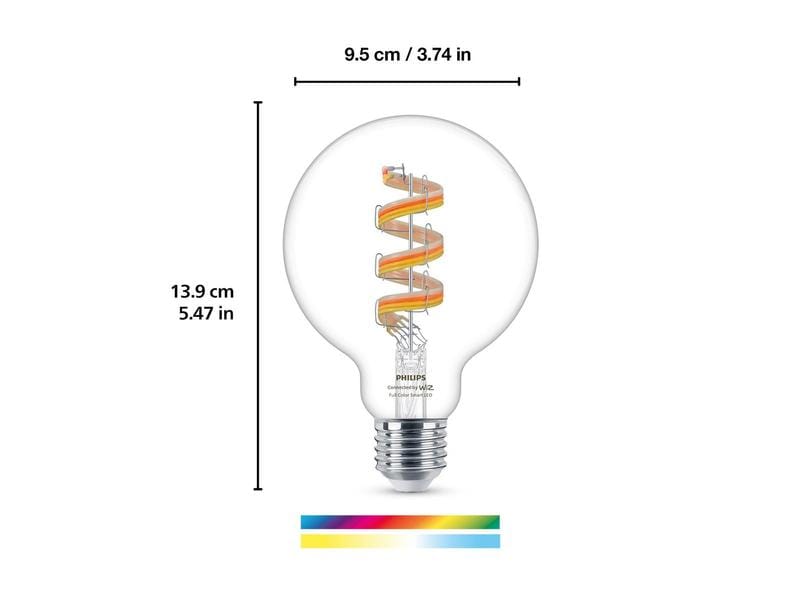 WiZ Ampoule 6.3W (40W) E27 G95 Tunable White & Color
