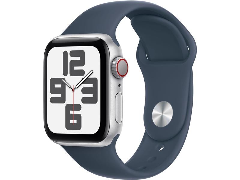 Apple Watch SE 2023 40 mm LTE Aluminium Argenté Sport Bleu Tempête M/L