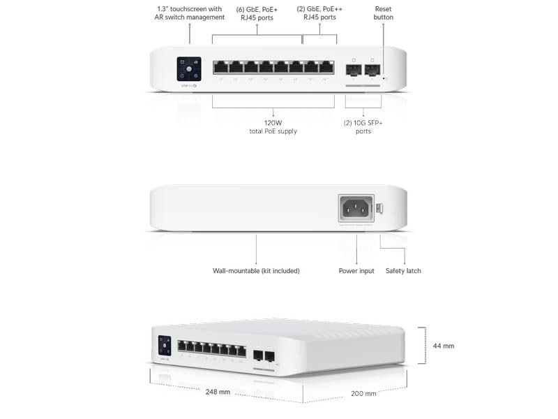 Ubiquiti PoE+ Switch UniFi USW-PRO-8-POE 10 Port