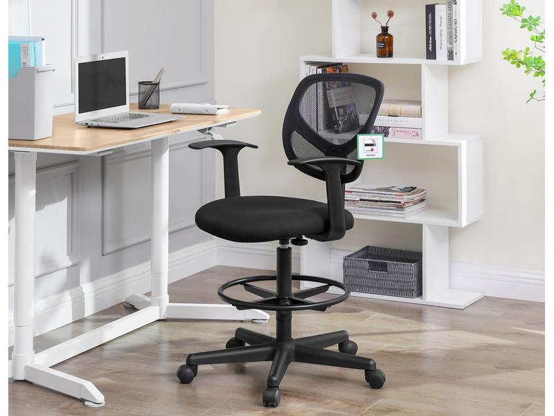 Songmics Chaise de bureau avec accoudoirs et piétement, noir