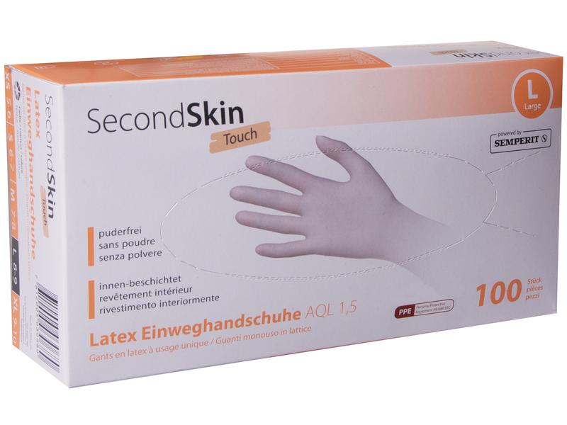 SecondSkin Einweghandschuh Latex Touch L, Beige, 100 Stück