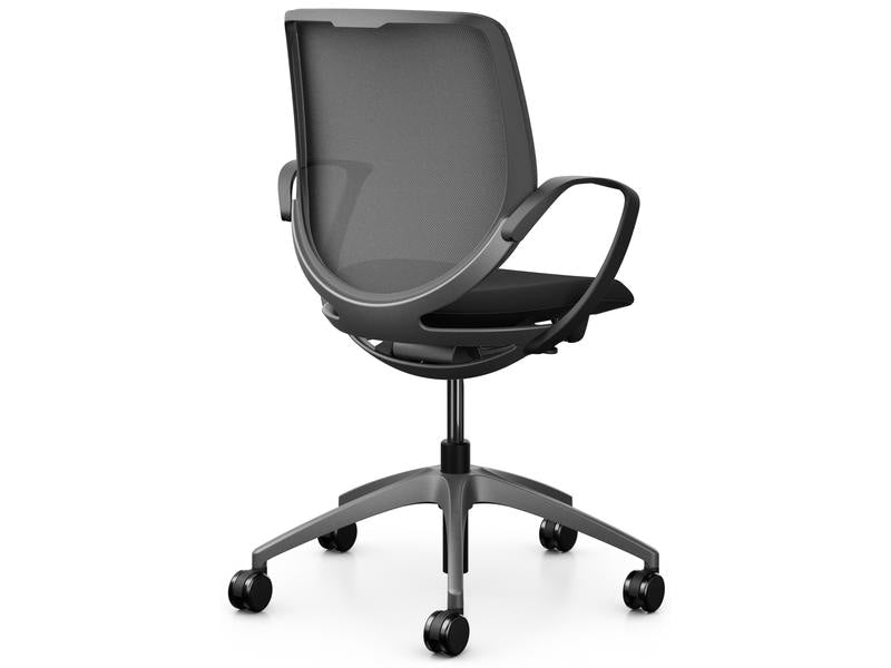 Giroflex Chaise de bureau 313 avec dossier résille et accoudoirs, gris foncé