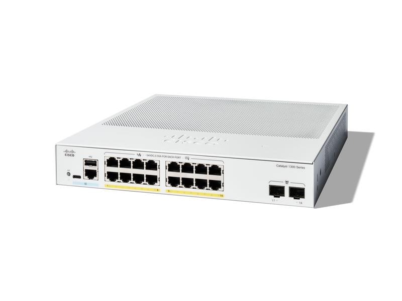 Cisco PoE+ Switch Catalyst C1300-16FP-2G 18 Port