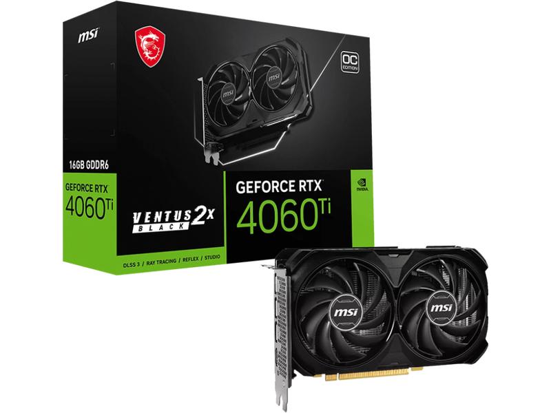 MSI Grafikkarte GeForce RTX 4060 TI Ventus 2X BLACK OC 16 GB