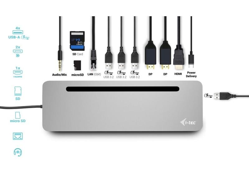 i-tec Station d'accueil USB-C 3x 4K Display PD 100W chargeur USB-C inclus