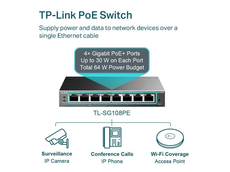 TP-Link PoE+ Switch TL-SG108PE 8 Port