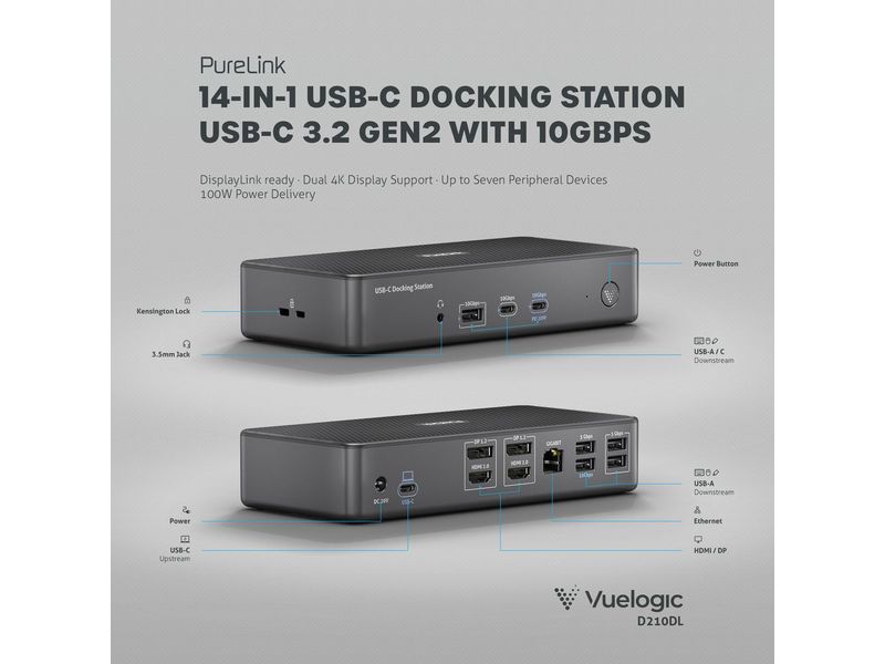 PureLink Station d'accueil USB-C VL-D210DL