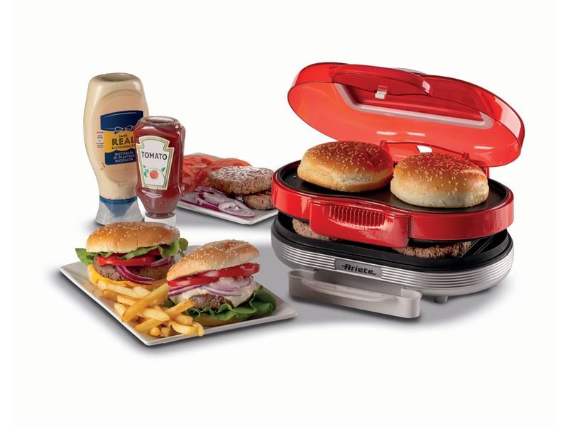 Ariete Appareil à hamburgers Party Time ARI-205-RD 1200 W, Rouge/Blanc