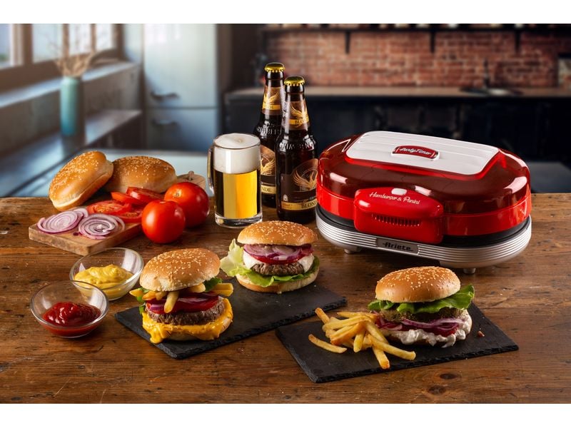 Ariete Appareil à hamburgers Party Time ARI-205-RD 1200 W, Rouge/Blanc