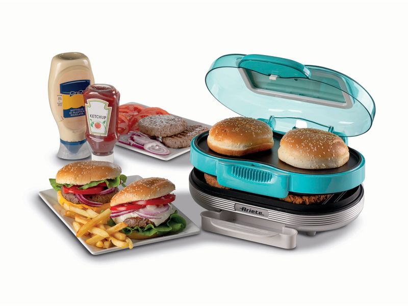 Ariete Appareil à hamburgers Party Time ARI-205-BL 1200 W, Bleu