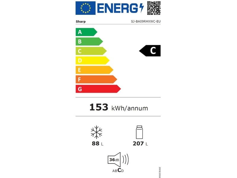 Sharp Réfrigérateur congélateur SJ-BA09RHXWC-EU Blanc