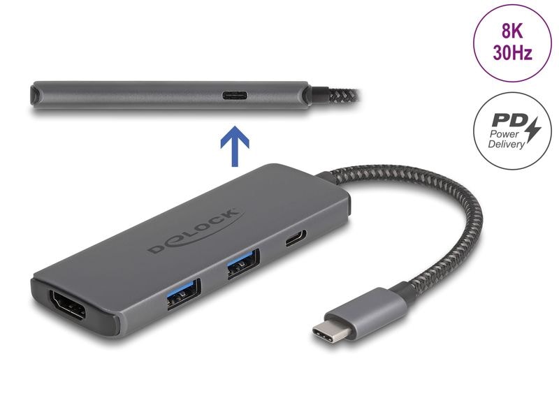 Delock Station d'accueil USB-C 8K – HDMI/USB/PD 3.0 100W