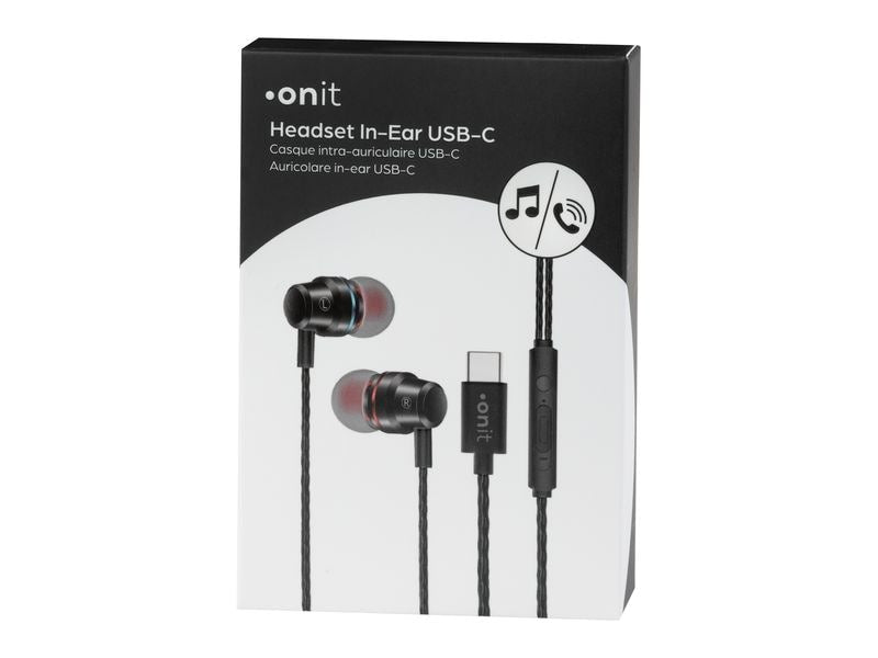 onit Écouteurs intra-auriculaires USB type C Noir