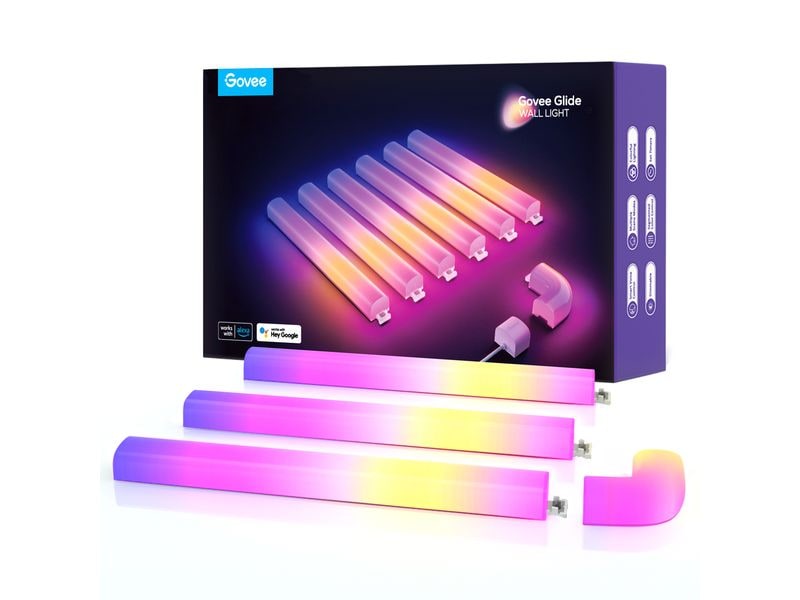 Govee Lampe murale Glide, 6+1, 1.8 m, RGBIC