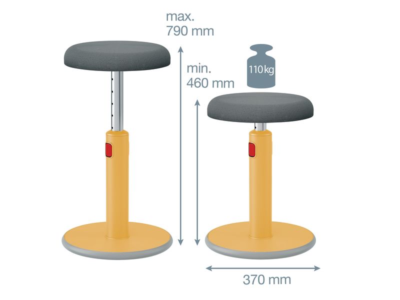 Leitz Ergo Cosy Siège actif et tabouret debout jaune