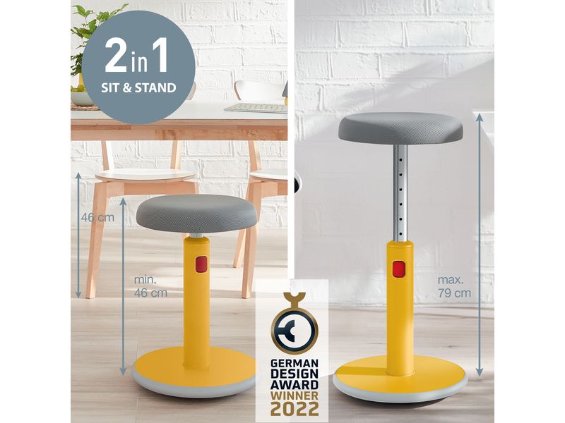 Leitz Ergo Cosy Siège actif et tabouret debout jaune