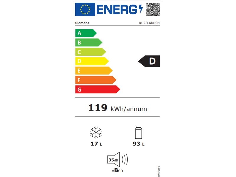 Siemens Réfrigérateur encastré iQ500 KU22LADD0H Droite/Changeable