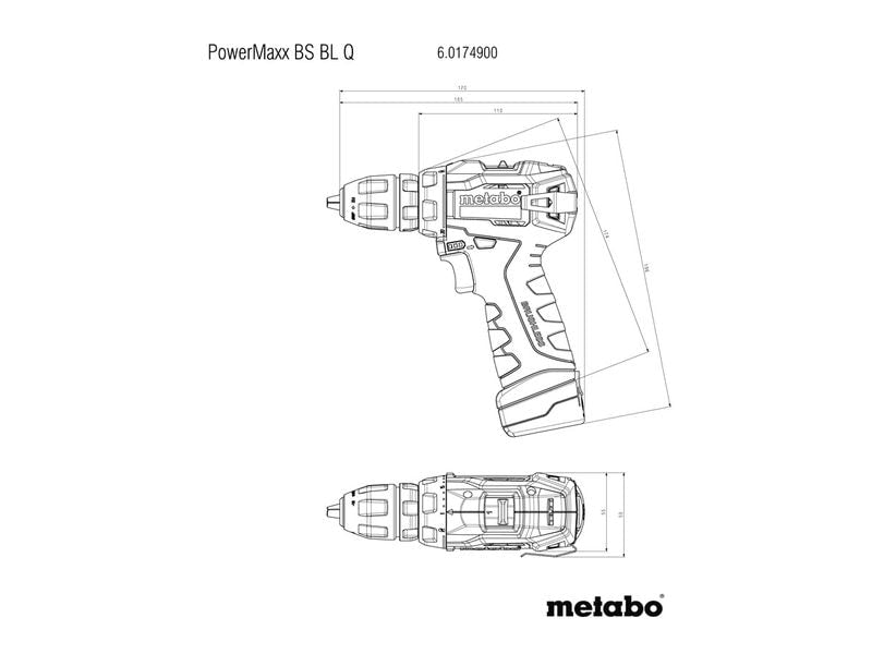 Metabo Perceuse-visseuse sans fil Powermaxx BS BL Q, 12 V, kit