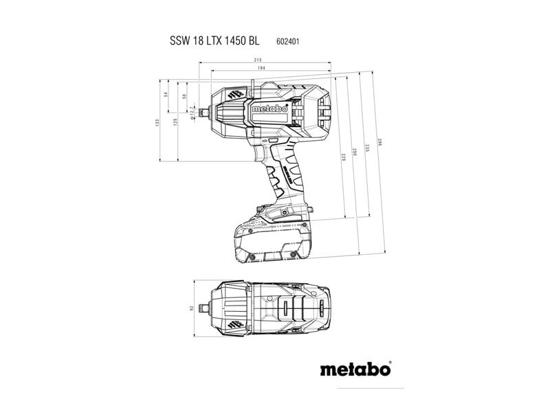 Metabo Perceuses à percussion sans fil SSW 18 LTX 1450 BL, 18 V, Solo