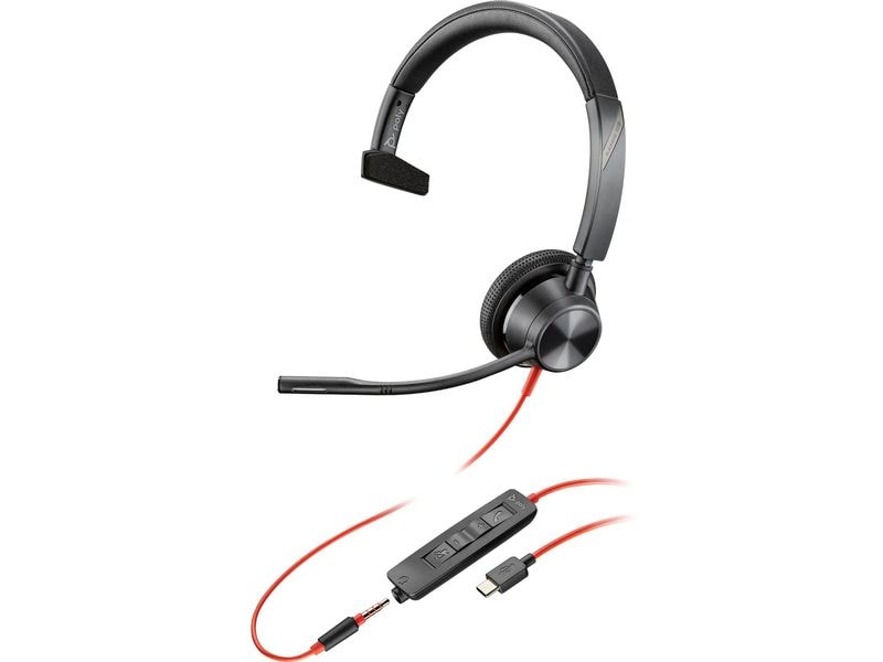 Poly Headset Blackwire 3315 USB-A/C, Klinke, Schwarz