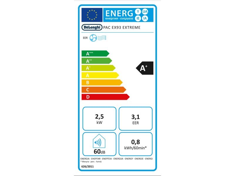 De'Longhi Climatiseur PAC EX93 Extreme A+, 85 m³