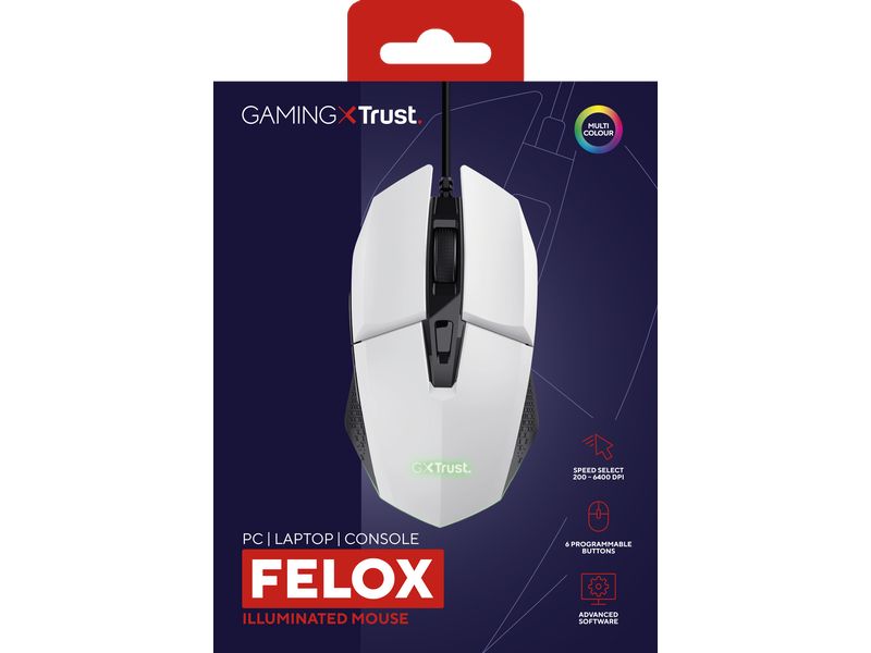 Trust Souris de gaming GXT109 Felox Blanc