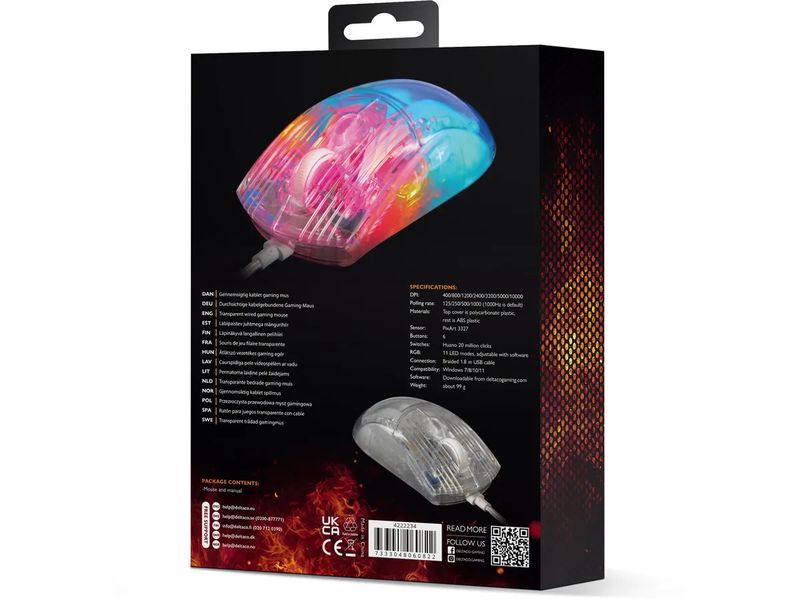 DELTACO Souris de gaming DM330 RGB Transparent