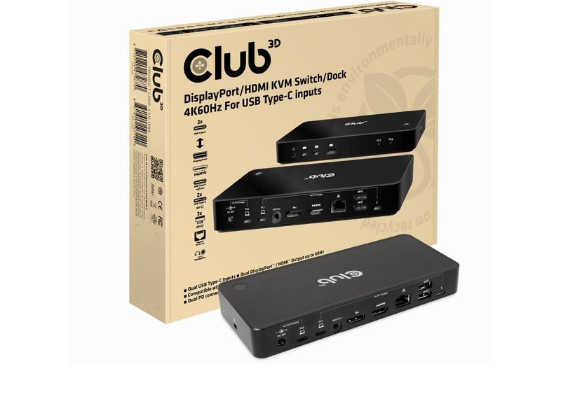 Club 3D Station d'accueil CSV-1585 DisplayPort/HDMI KVM