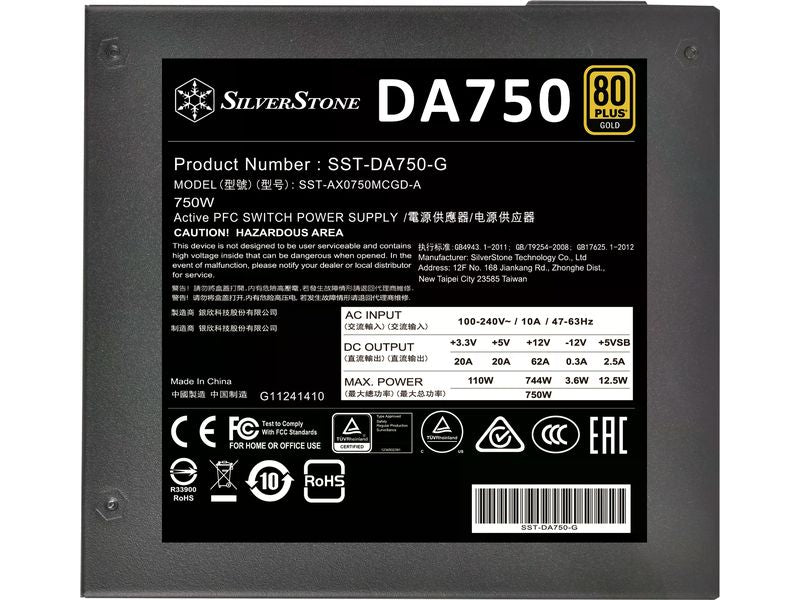 SilverStone Bloc d’alimentation DA750 Gold 750 W