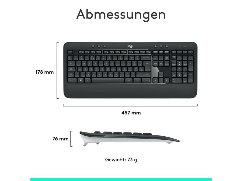 Logitech Tastatur-Maus-Set MK540 Advanced CH-Layout, für Windows