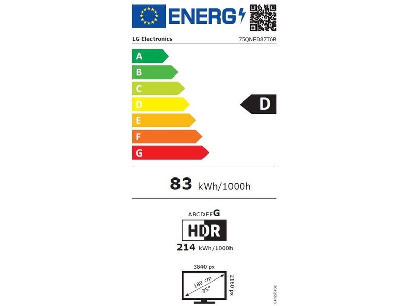 LG TV 75QNED87T6B 75", 3840 x 2160 (Ultra HD 4K), LED-LCD