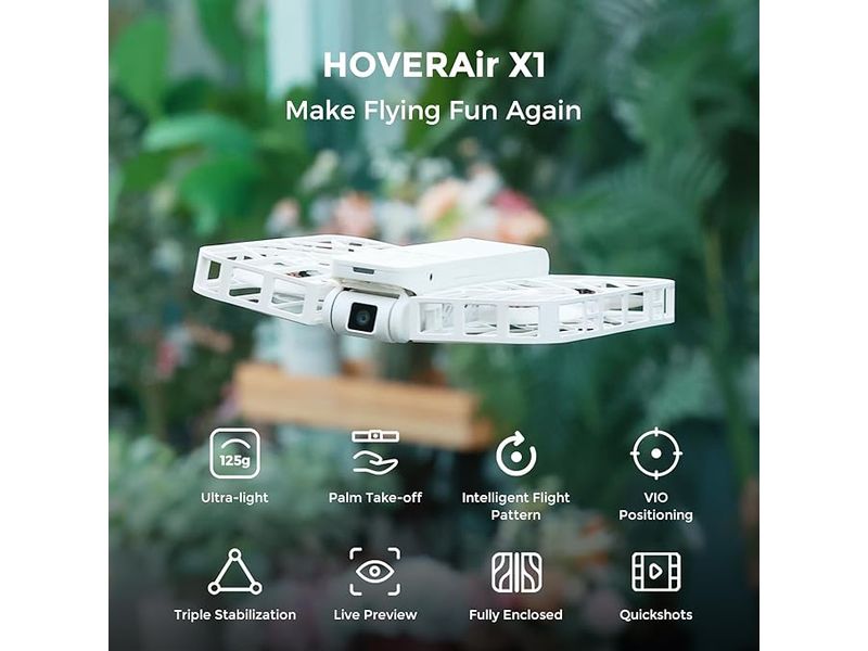 HOVERAir Multicoptère HoverAir X1 Standard Blanc, RTF