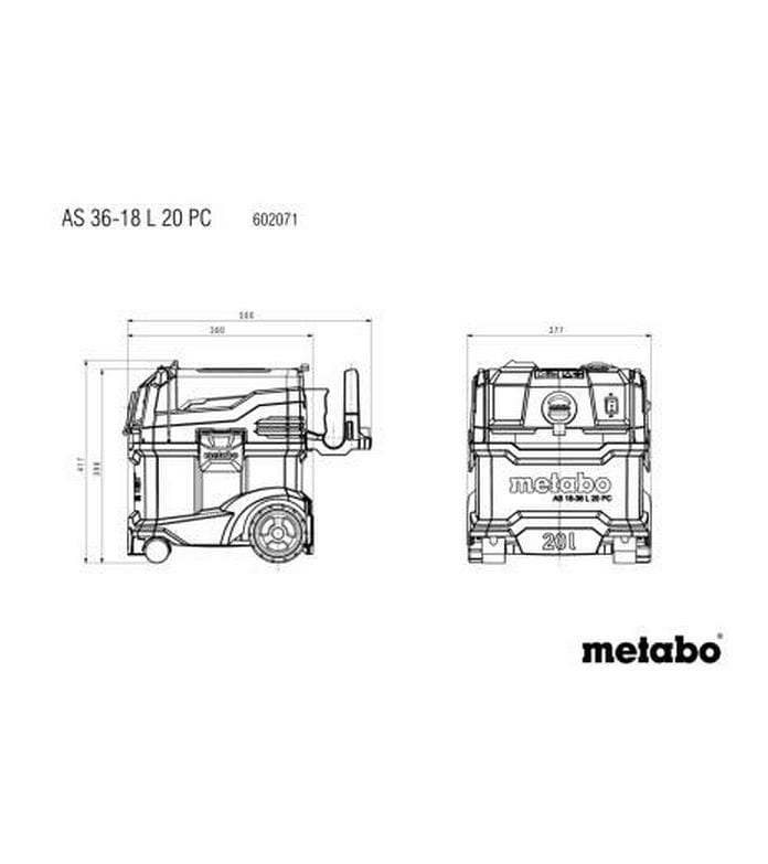 Metabo Akku-Nass-/Trockensauger AS 36-18 L 20 PC Solo