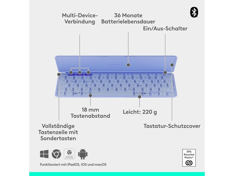 Logitech Tastatur Keys-To-Go 2 lilac