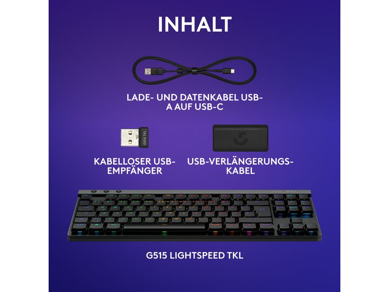 Logitech Gaming-Tastatur G515 Lightspeed TKL Schwarz