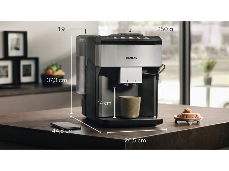 Siemens Kaffeevollautomat EQ500 Classic Connect Edelstahl, Schwarz