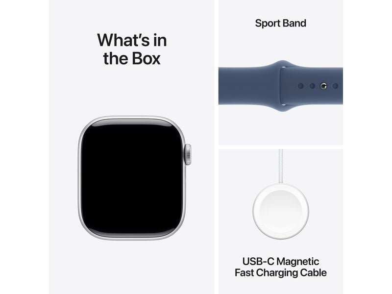 Apple Watch Series 10 42 mm Alu argent Sport Denim M/L