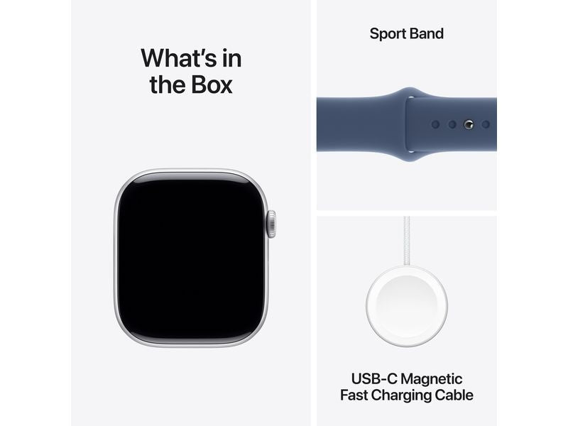 Apple Watch Series 10 46 mm Alu argent Sport Denim S/M