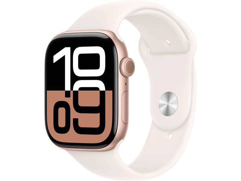 Apple Watch Series 10 46 mm LTE Alu Or Rose Sport Blanc S/M