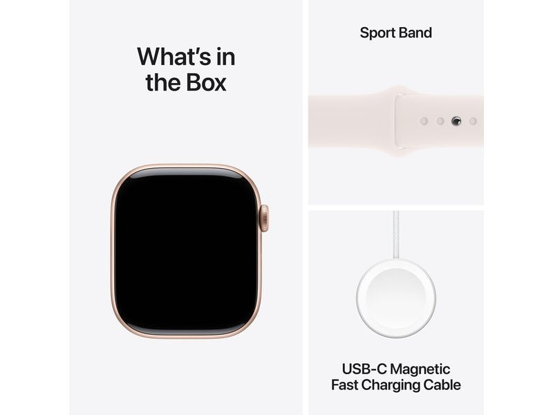 Apple Watch Series 10 46 mm Alu Rose Gold Sport Blanc S/M