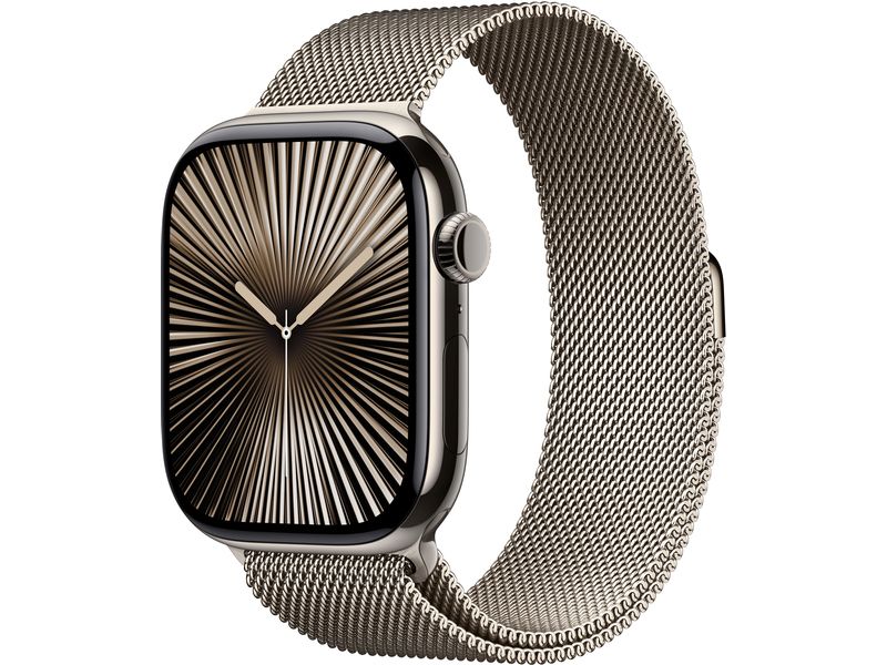 Apple Watch Series 10 46 mm LTE Boucle naturelle en titane Milanese S/M