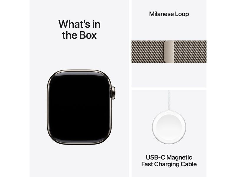 Apple Watch Series 10 42 mm LTE Boucle milanaise en titane naturel