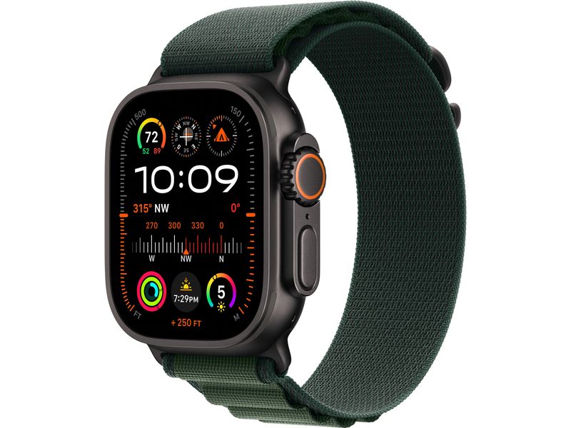 Apple Watch Ultra 2 Black Titanium Alpine Loop Vert foncé Small