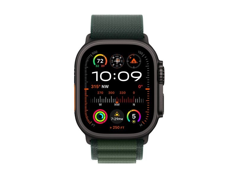 Apple Watch Ultra 2 Black Titanium Alpine Loop Dunkelgrün Small