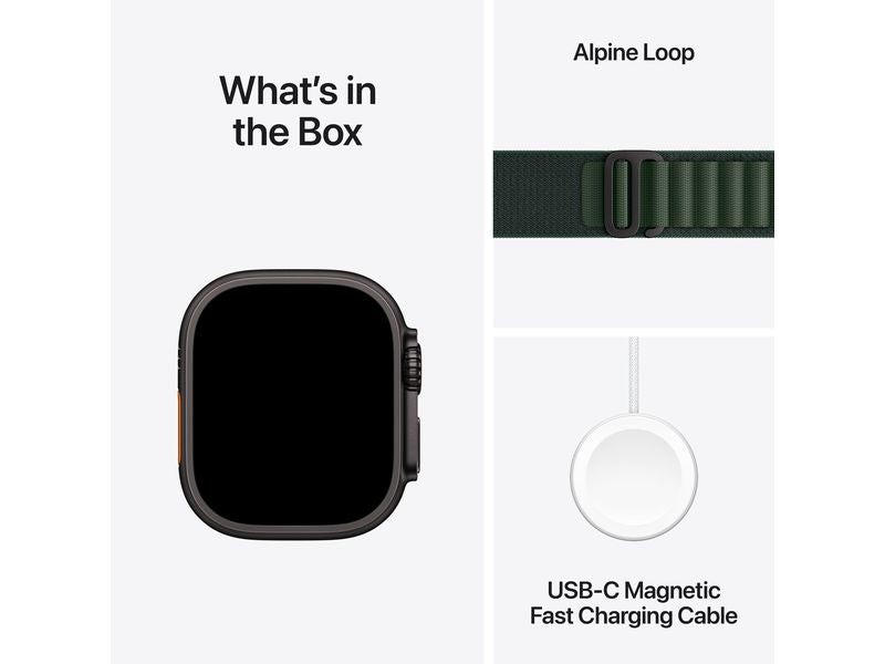 Apple Watch Ultra 2 Black Titanium Alpine Loop Vert foncé Medium